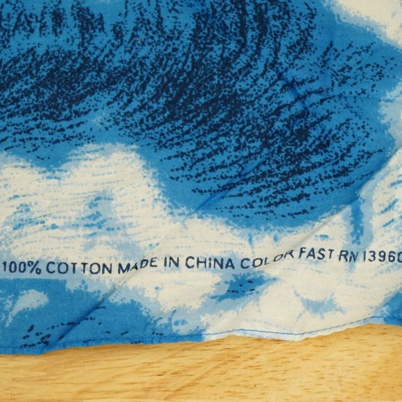 100% Cotton Tie Dye Print Fabric Hankie Head Scarf Blue Colorfast 20 x 20 - Picture 3 of 3